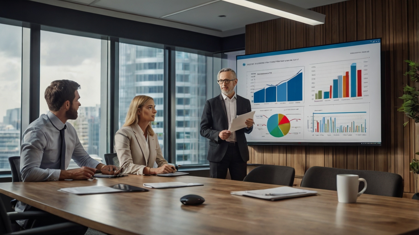 Financial experts analyzing data